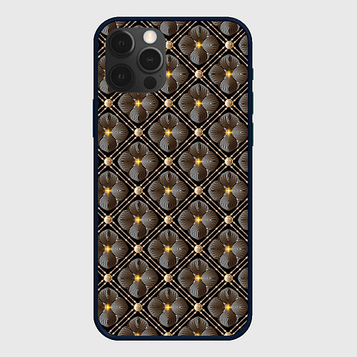 Чехол iPhone 12 Pro Max Объемные цветы 3D паттерн / 3D-Черный – фото 1