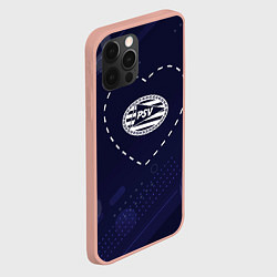 Чехол для iPhone 12 Pro Max Лого PSV в сердечке на фоне мячей, цвет: 3D-светло-розовый — фото 2