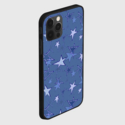 Чехол для iPhone 12 Pro Max Gray-Blue Star Pattern, цвет: 3D-черный — фото 2