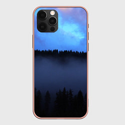 Чехол для iPhone 12 Pro Max Неоновое небо над лесом, цвет: 3D-светло-розовый