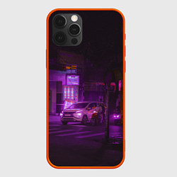 Чехол для iPhone 12 Pro Max Неоновый ночной переход - Фиолетовый, цвет: 3D-красный