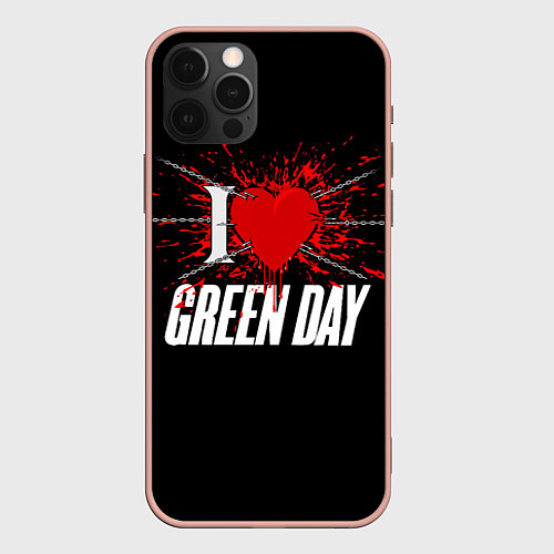 Чехол iPhone 12 Pro Max Green Day Сердце / 3D-Светло-розовый – фото 1