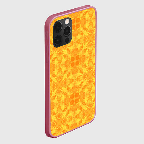 Чехол iPhone 12 Pro Max Желтый абстрактный летний орнамент / 3D-Малиновый – фото 2