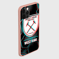 Чехол для iPhone 12 Pro Max West Ham FC в стиле Glitch на темном фоне, цвет: 3D-светло-розовый — фото 2