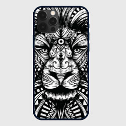 Чехол для iPhone 12 Pro Max Черно белый Африканский Лев Black and White Lion, цвет: 3D-черный