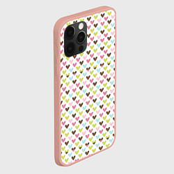 Чехол для iPhone 12 Pro Max Разноцветные светлые сердечки, цвет: 3D-светло-розовый — фото 2