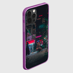 Чехол для iPhone 12 Pro Max Неоновый мрачный город - Тёмно-зелёный, цвет: 3D-сиреневый — фото 2