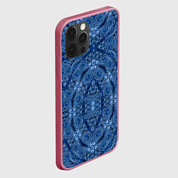Чехол для iPhone 12 Pro Max Gray blue ethnic arabic ornament, цвет: 3D-малиновый — фото 2