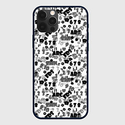 Чехол для iPhone 12 Pro Max Black and white alphabet and numbers, цвет: 3D-черный