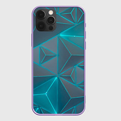 Чехол для iPhone 12 Pro Max Неоновая киберпанк броня - Светло-синий, цвет: 3D-сиреневый