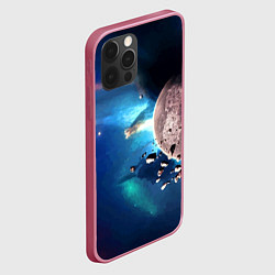 Чехол для iPhone 12 Pro Max Космическое столкновение объектов, цвет: 3D-малиновый — фото 2