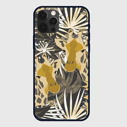 Чехол для iPhone 12 Pro Max Жирафы в тропиках, цвет: 3D-черный