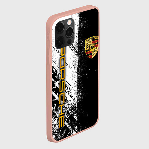 Чехол iPhone 12 Pro Max PORCHE - ЧЕРНО БЕЛЫЙ / 3D-Светло-розовый – фото 2
