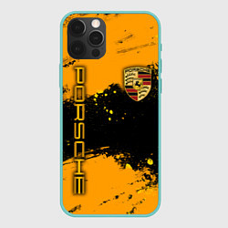 Чехол для iPhone 12 Pro Max PORSCHE - ОРАНЖЕВЫЕ БРЫЗГИ, цвет: 3D-мятный