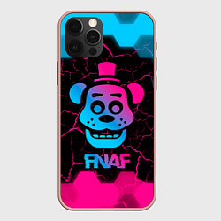 Чехол для iPhone 12 Pro Max FNAF мишка - neon gradient, цвет: 3D-светло-розовый