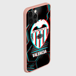 Чехол для iPhone 12 Pro Max Valencia FC в стиле glitch на темном фоне, цвет: 3D-светло-розовый — фото 2