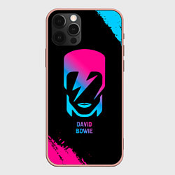 Чехол для iPhone 12 Pro Max David Bowie - neon gradient, цвет: 3D-светло-розовый