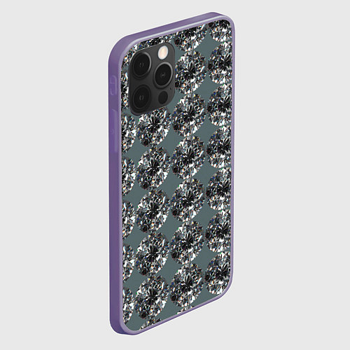 Чехол iPhone 12 Pro Max Бриллианты - текстура / 3D-Серый – фото 2