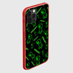 Чехол для iPhone 12 Pro Max Minecraft - Creeper салатовый неон, цвет: 3D-красный — фото 2