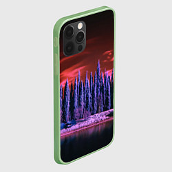 Чехол для iPhone 12 Pro Max Абстрактный фиолетовый лес и тёмная река, цвет: 3D-салатовый — фото 2