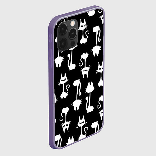 Чехол iPhone 12 Pro Max Перевёрнутые Коты / 3D-Серый – фото 2