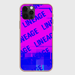 Чехол для iPhone 12 Pro Max Lineage glitch text effect: паттерн, цвет: 3D-светло-розовый