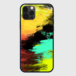 Чехол для iPhone 12 Pro Max Яркий красочный гранж, цвет: 3D-черный