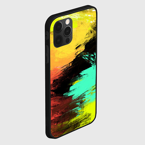 Чехол iPhone 12 Pro Max Яркий красочный гранж / 3D-Черный – фото 2