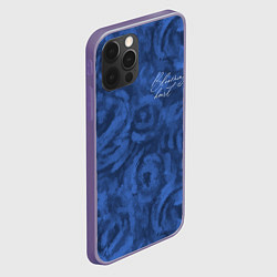 Чехол для iPhone 12 Pro Max Цветущее сердце синие абстрактные розы, цвет: 3D-серый — фото 2