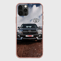 Чехол для iPhone 12 Pro Max Toyota Land Cruiser in the mountains, цвет: 3D-светло-розовый