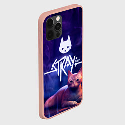 Чехол для iPhone 12 Pro Max Stray кот - дымок - neon, цвет: 3D-светло-розовый — фото 2
