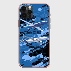 Чехол для iPhone 12 Pro Max Airbus A320, Boeing 737 MAX, цвет: 3D-светло-розовый