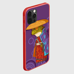 Чехол для iPhone 12 Pro Max Лягуха-самурай на фиолетовом фоне, цвет: 3D-красный — фото 2