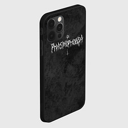 Чехол для iPhone 12 Pro Max Phasmophobia пентаграмма и крест на сером фоне, цвет: 3D-черный — фото 2