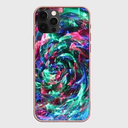 Чехол для iPhone 12 Pro Max Абстрактные волны огоньков, цвет: 3D-светло-розовый