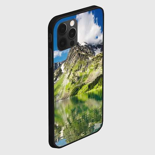 Чехол iPhone 12 Pro Max Живописное горное озеро / 3D-Черный – фото 2