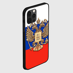 Чехол для iPhone 12 Pro Max Герб России на фоне флага, цвет: 3D-черный — фото 2