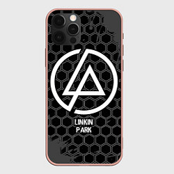 Чехол для iPhone 12 Pro Max Linkin Park glitch на темном фоне, цвет: 3D-светло-розовый
