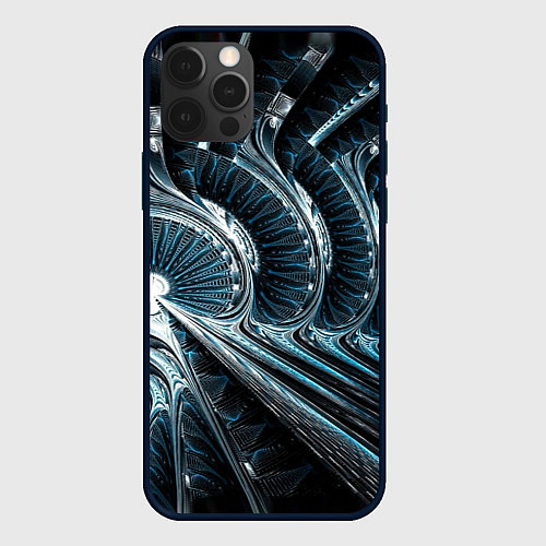 Чехол iPhone 12 Pro Max Кибернетический абстрактный тоннель / 3D-Черный – фото 1