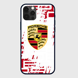 Чехол для iPhone 12 Pro Max Porsche - паттерн, цвет: 3D-черный