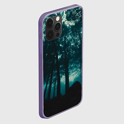 Чехол для iPhone 12 Pro Max Тёмный лес на закате, цвет: 3D-серый — фото 2