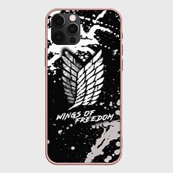 Чехол для iPhone 12 Pro Max Attack on Titan wings of freedom, цвет: 3D-светло-розовый