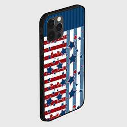 Чехол для iPhone 12 Pro Max Blue stars on a striped pattern, цвет: 3D-черный — фото 2