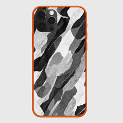 Чехол для iPhone 12 Pro Max Зимник - камуфляж зимний косой, цвет: 3D-красный