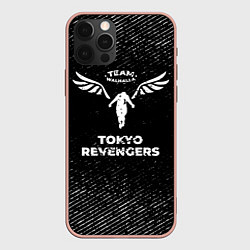 Чехол для iPhone 12 Pro Max Tokyo Revengers с потертостями на темном фоне, цвет: 3D-светло-розовый