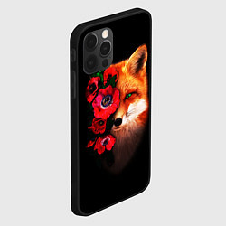 Чехол для iPhone 12 Pro Max Лиса и цветы, цвет: 3D-черный — фото 2
