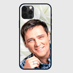 Чехол для iPhone 12 Pro Max Юрий Шатунов на фоне белых роз, цвет: 3D-черный