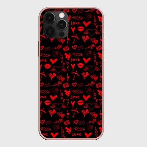 Чехол iPhone 12 Pro Max Знаки нашей любви / 3D-Светло-розовый – фото 1