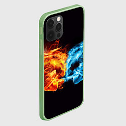 Чехол для iPhone 12 Pro Max Вода и огонь - два кулака Brofist, цвет: 3D-салатовый — фото 2