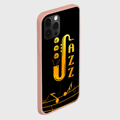 Чехол iPhone 12 Pro Max Jazz - ноты / 3D-Светло-розовый – фото 2
